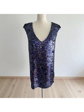 FRENCH CONNECTION Blue Multicolor Sequin Dress Size 8 NEW with tags